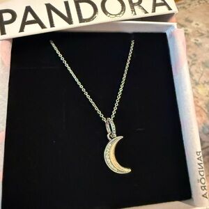 Pandora Silver Moon Pendant Necklace